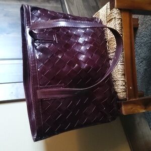 Burgundy weave leather purse